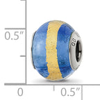 Sterling Silver Blue/Gold Murano Glass Bead with Antiqued Finish
