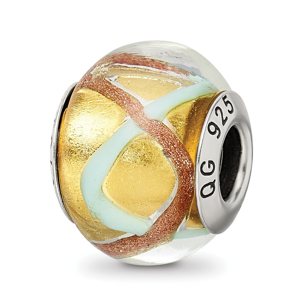 Sterling Silver Reflections Yellow/Gold/Blue Italian Murano Bead