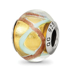 Sterling Silver Reflections Yellow/Gold/Blue Italian Murano Bead