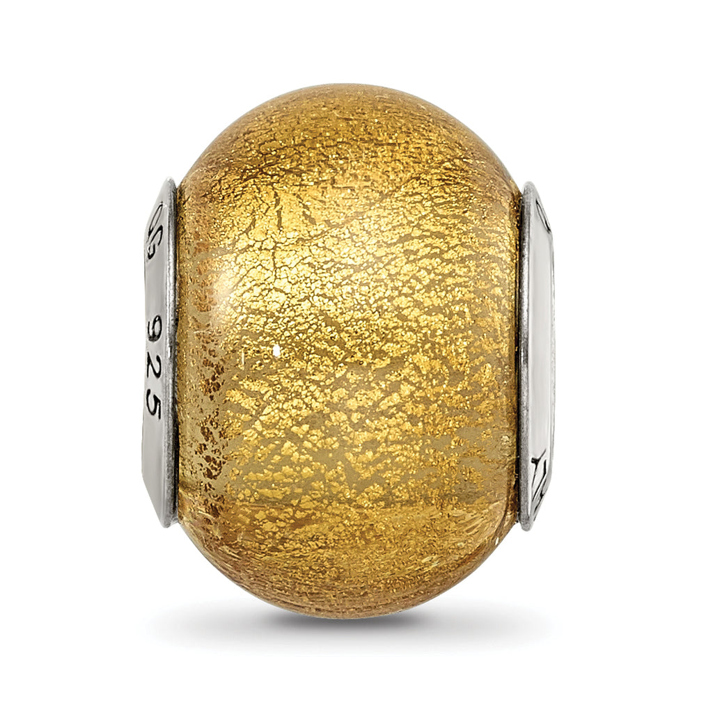 Champagne Yellow Italian Murano Glass Bead in Sterling Silver