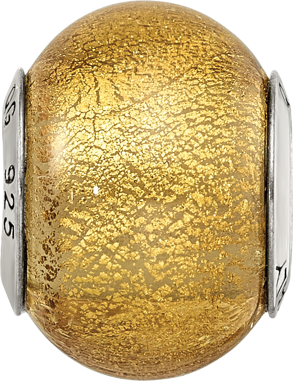 Sterling Silver Reflections Champange Yellow Italian Murano Bead