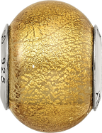Champagne Yellow Italian Murano Glass Bead in Sterling Silver