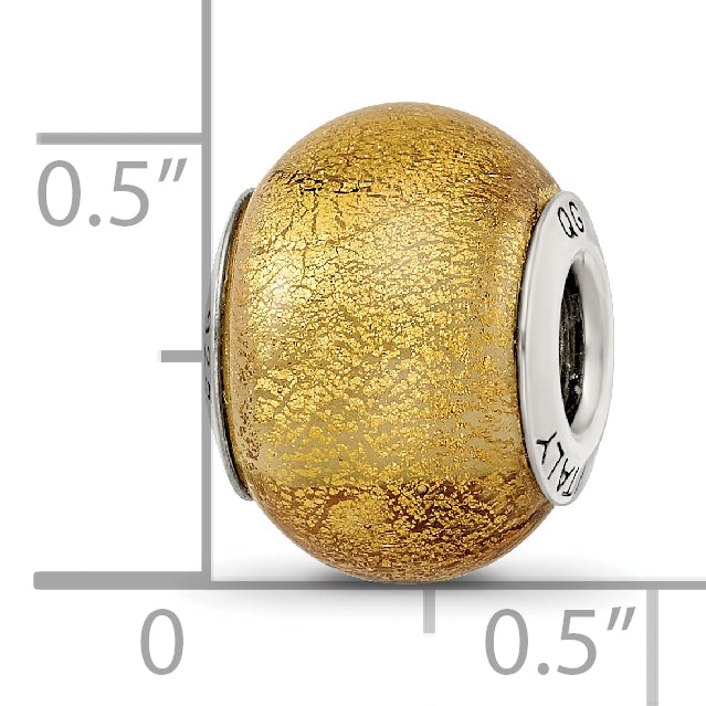 Champagne Yellow Italian Murano Glass Bead in Sterling Silver