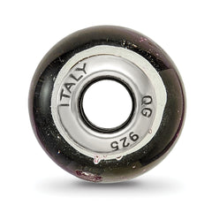 Sterling Silver Reflections Pink/Black Italian Murano Bead