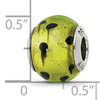 Sterling Silver 925 Murano Glass Bead with Green/Black Finish Elegant Italian Design