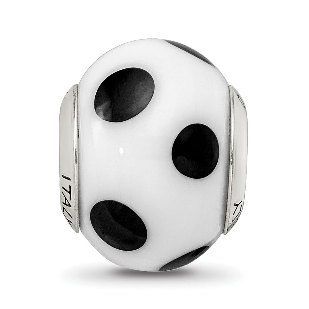 Italian Murano Glass Bead Charm in Sterling Silver