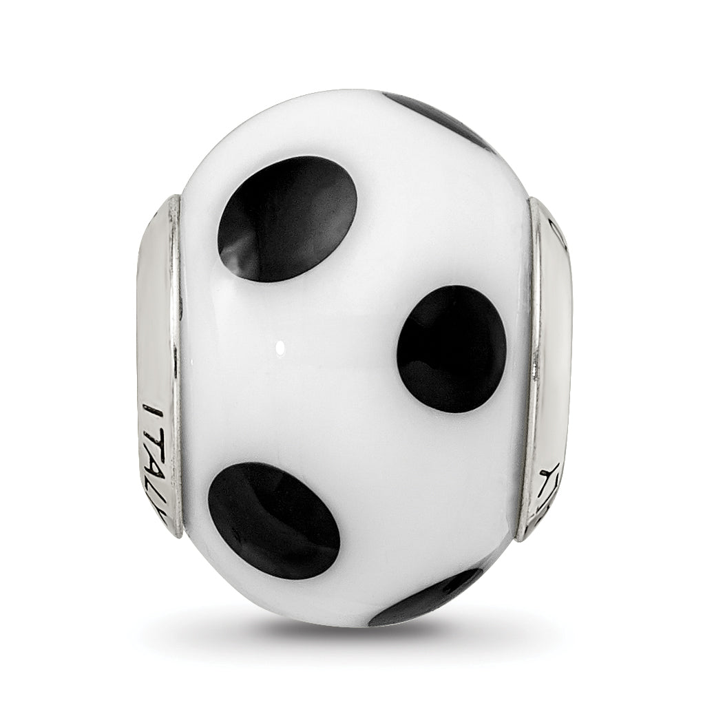Italian Murano Glass Bead Charm in Sterling Silver