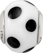 Italian Murano Glass Bead Charm in Sterling Silver