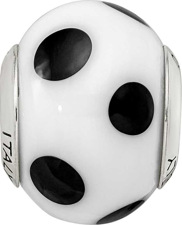 Italian Murano Glass Bead Charm in Sterling Silver