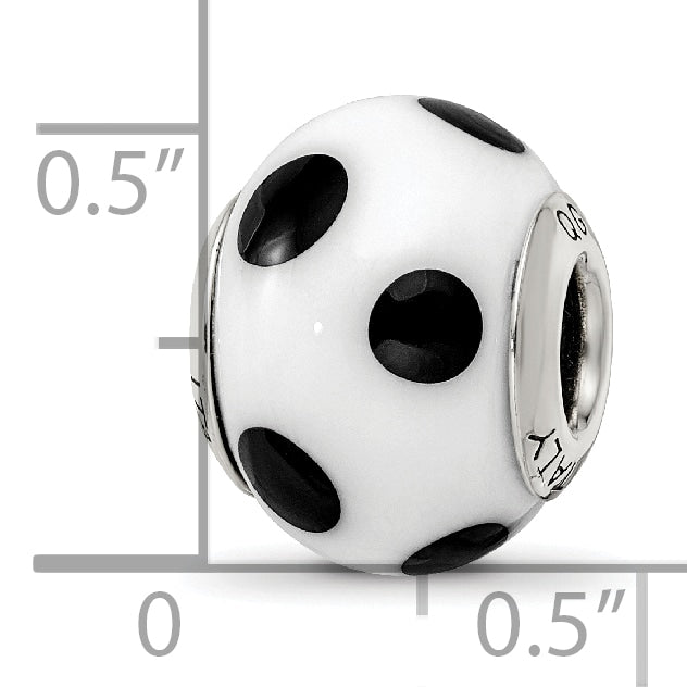 Italian Murano Glass Bead Charm in Sterling Silver