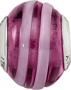 Sterling Silver Murano Glass Bead with Antiqued Finish in Purple and Pink