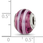 Sterling Silver Murano Glass Bead with Antiqued Finish in Purple and Pink