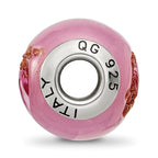 Italian Murano Glass Bead Charm in Sterling Silver