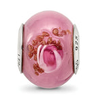 Italian Murano Glass Bead Charm in Sterling Silver