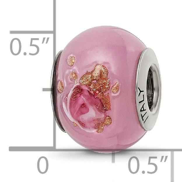 Italian Murano Glass Bead Charm in Sterling Silver