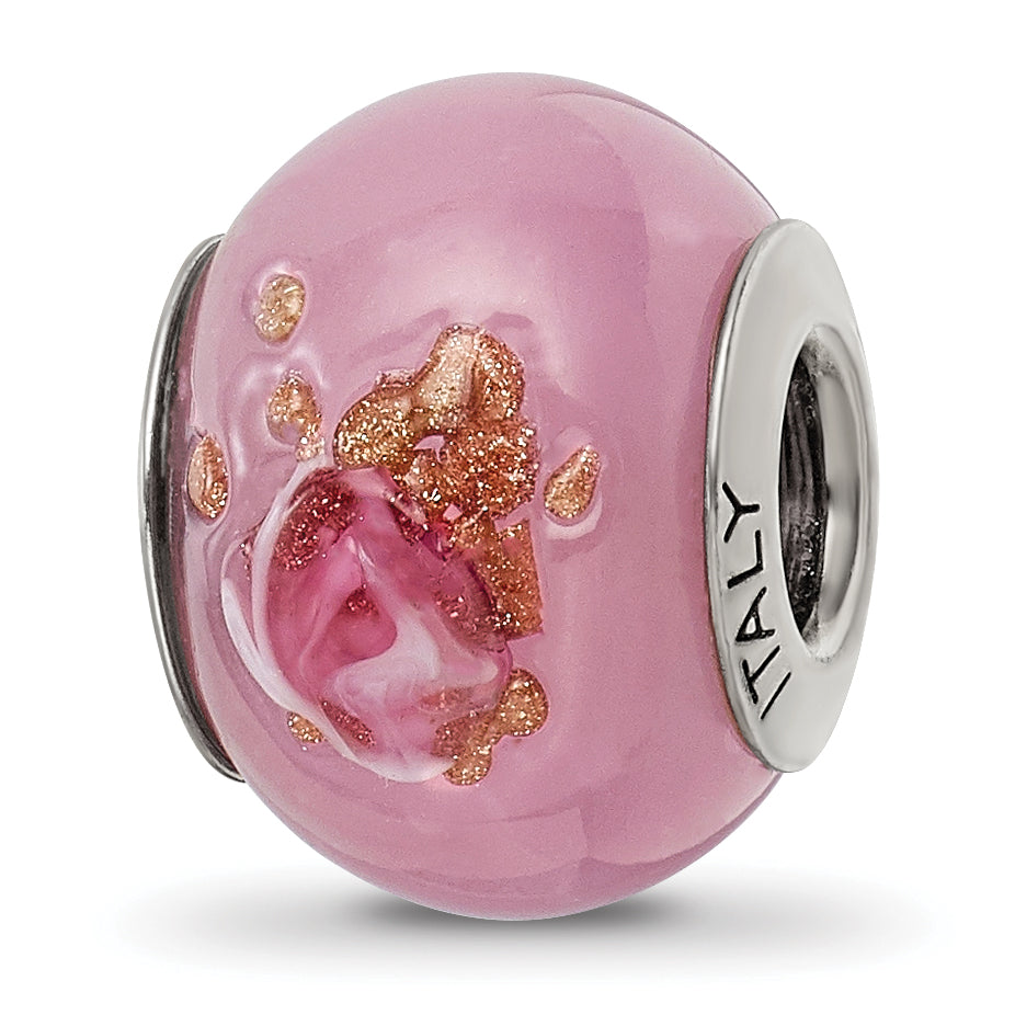Sterling Silver Reflections Pink/Red/Brown Italian Murano Bead Main image