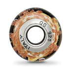 Sterling Silver Murano Glass Bead with Gold and Brown Accents