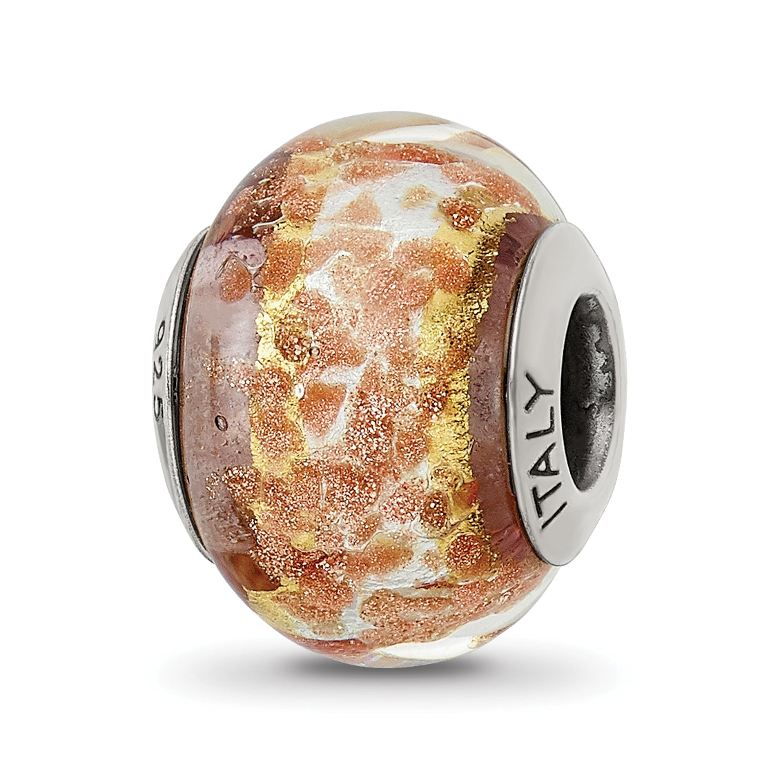Sterling Silver Reflections White/Gold/Brown Italian Murano Bead Main image