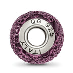 Sterling Silver 925 Murano Glass Bead with Antiqued Finish Elegant Purple Design