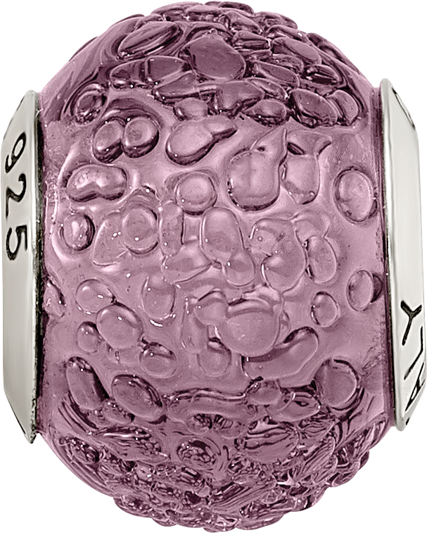 Sterling Silver 925 Murano Glass Bead with Antiqued Finish Elegant Purple Design