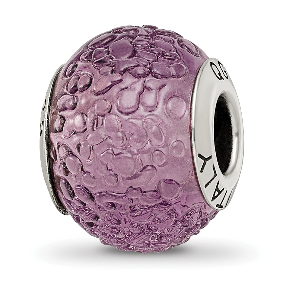 Sterling Silver Reflections Purple Italian Murano Bead Main image