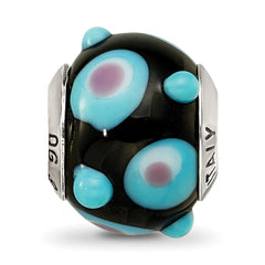 Sterling Silver Reflections Black/Blue/White/Pink Italian Murano Bead