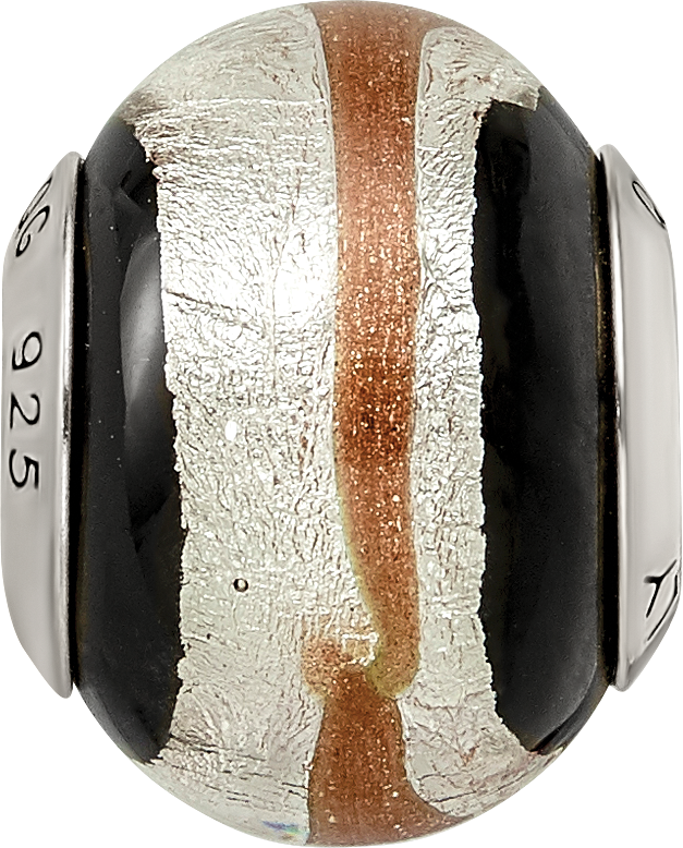 Sterling Silver 925 Murano Glass Bead with Antiqued Finish Elegant Design