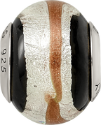 Sterling Silver 925 Murano Glass Bead with Antiqued Finish Elegant Design