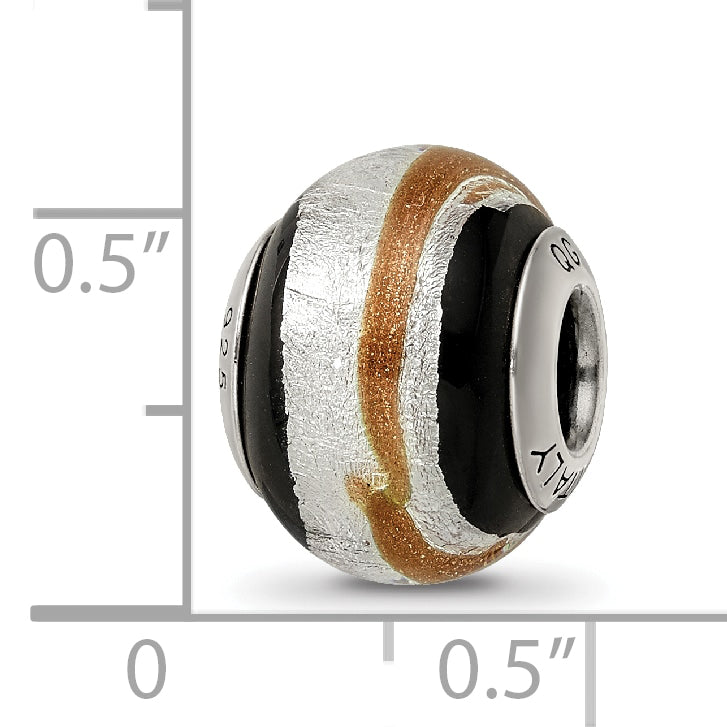 Sterling Silver 925 Murano Glass Bead with Antiqued Finish Elegant Design