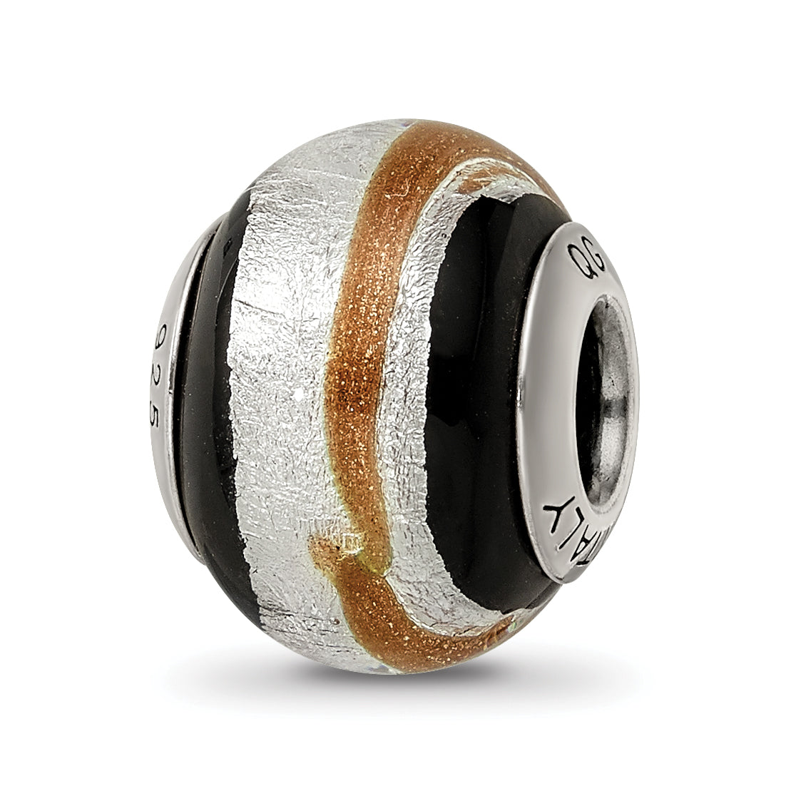 Sterling Silver Reflections Silvr/Gold/Black Italian Murano Bead Main image