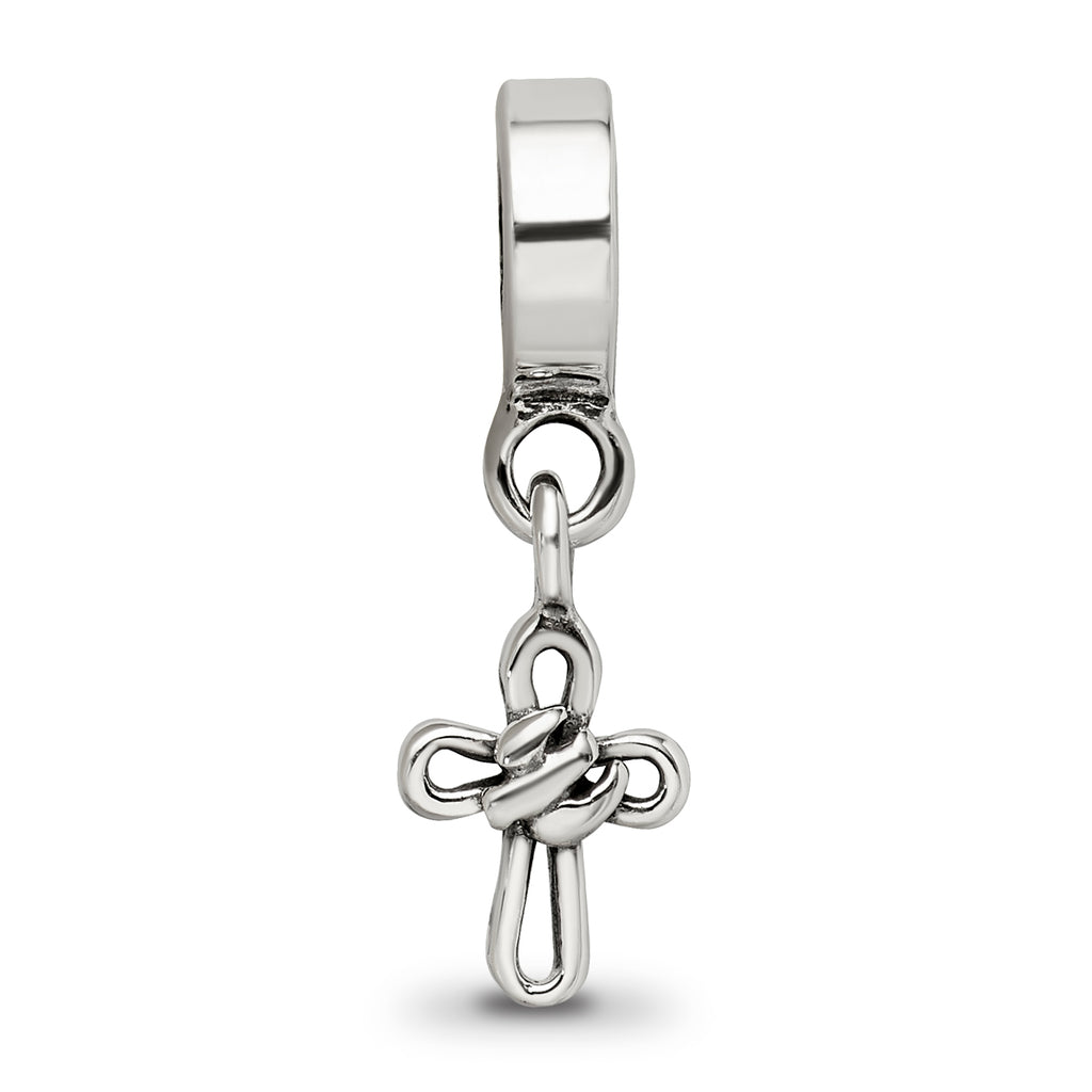 Sterling Silver 925 Reflections Cross Dangle Bead with Polished Finish