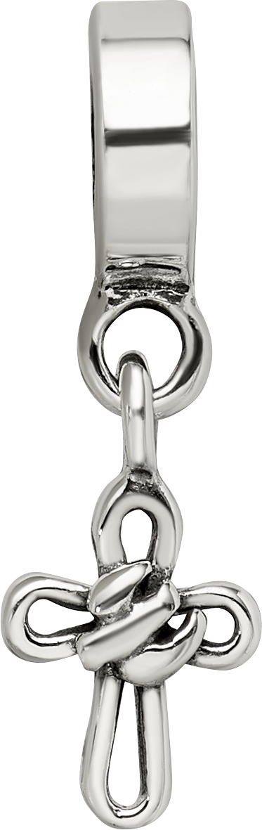 Sterling Silver 925 Reflections Cross Dangle Bead with Polished Finish
