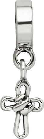 Sterling Silver 925 Reflections Cross Dangle Bead with Polished Finish