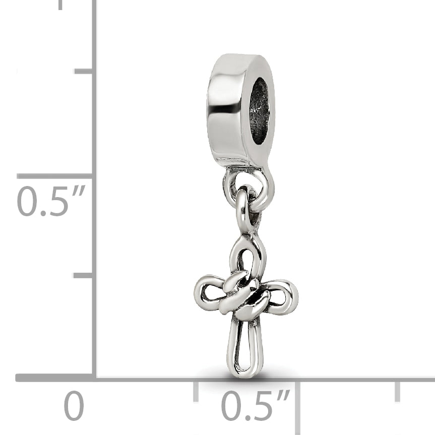 Sterling Silver 925 Reflections Cross Dangle Bead with Polished Finish