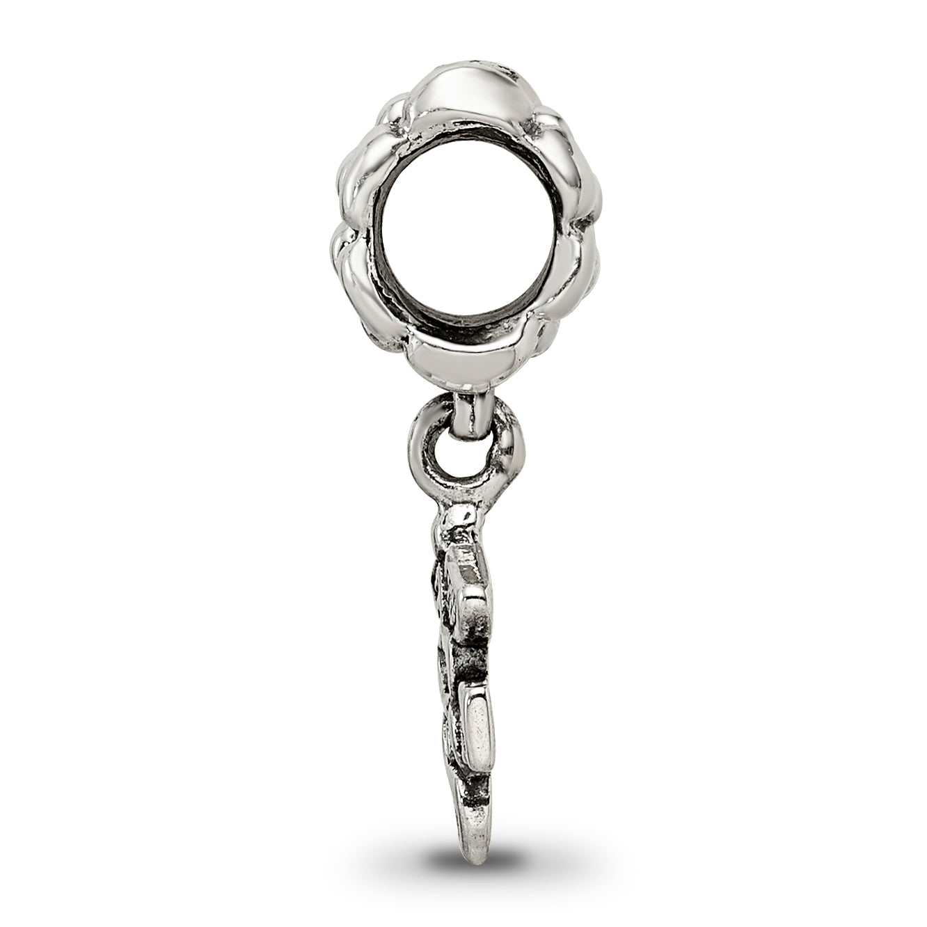 Sterling Silver 925 Nurse Symbol Dangle Bead with Antiqued Finish