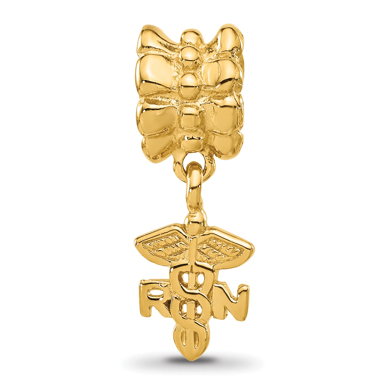 Sterling Silver Reflections Gold-plated RN Nurse Dangle Bead