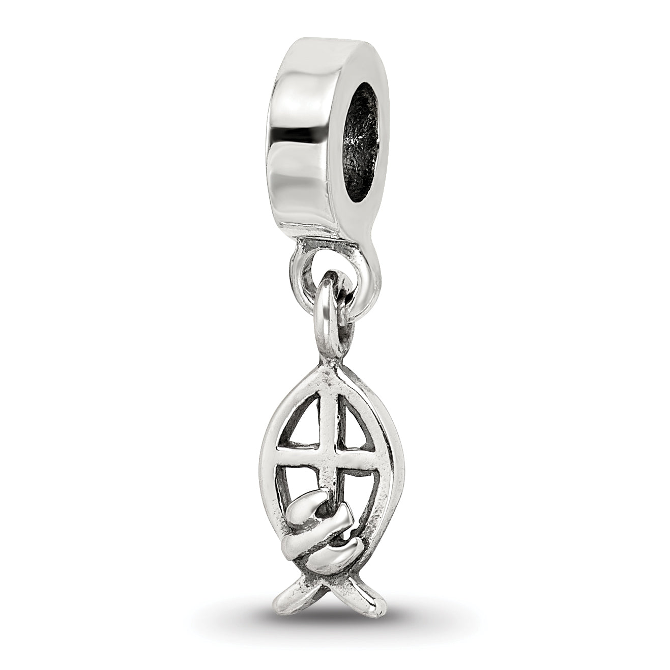 Sterling Silver Reflections Ichthus Dangle Bead Main image