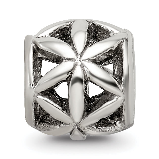 Sterling Silver 925 Floral Cut-Out Bali Bead with Antique Finish
