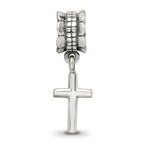 Sterling Silver 925 Cross Dangle Bead with Antiqued Finish Elegant Design