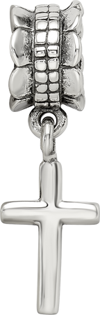 Sterling Silver 925 Cross Dangle Bead with Antiqued Finish Elegant Design