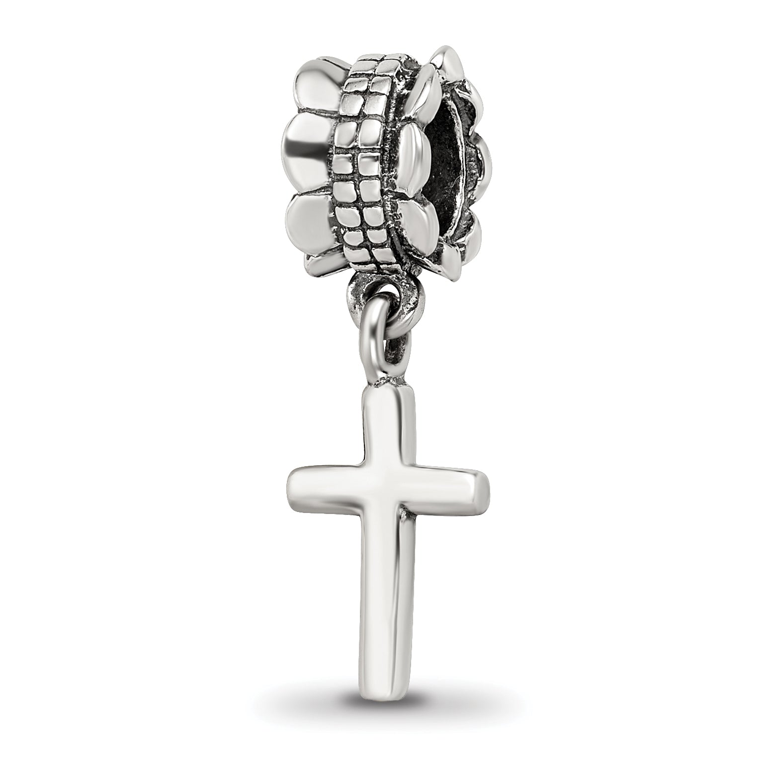 Sterling Silver Reflections Plain Cross Dangle Bead Main image