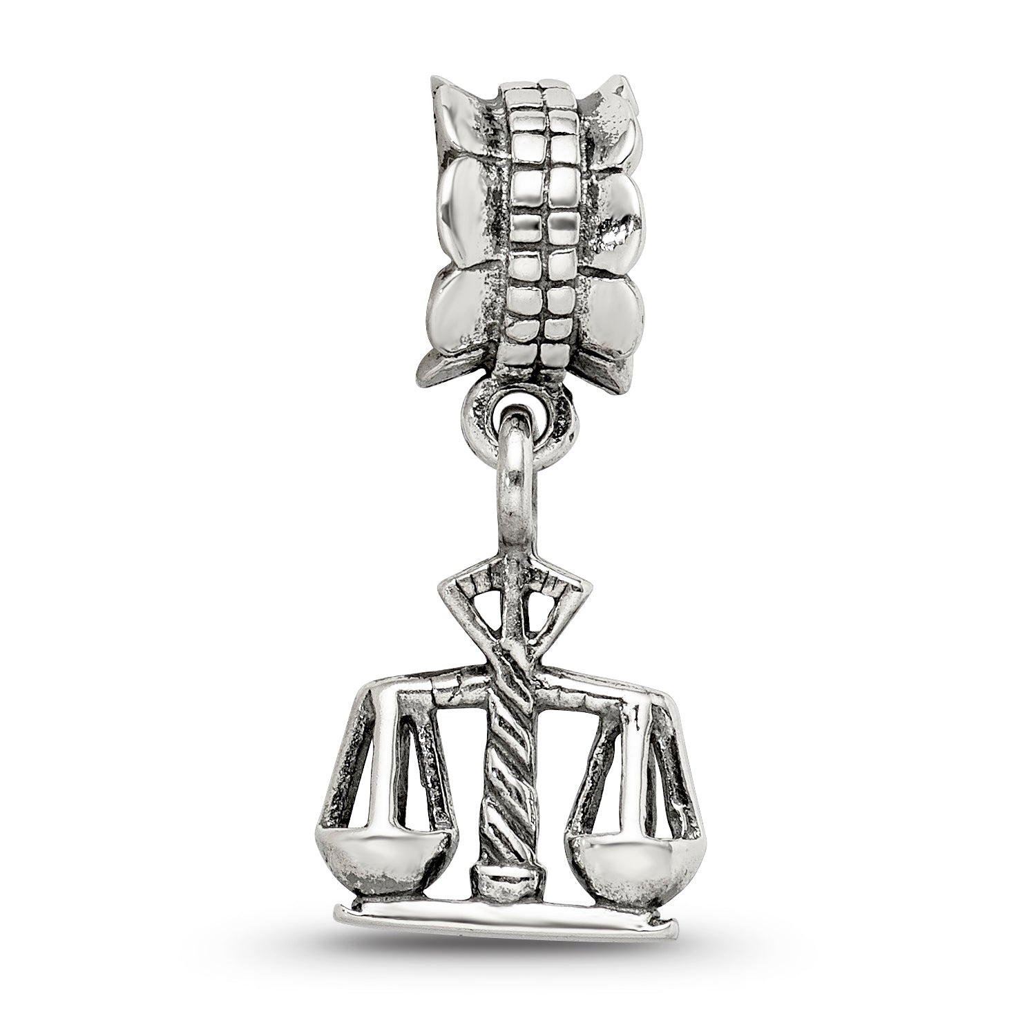 Sterling Silver 925 Justice Dangle Bead with Antiqued Finish