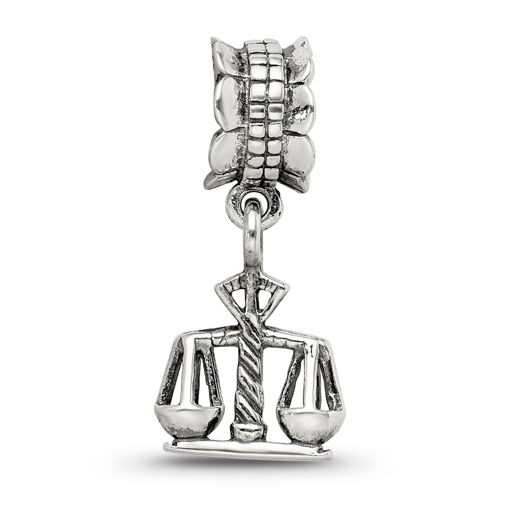 Sterling Silver 925 Justice Dangle Bead with Antiqued Finish