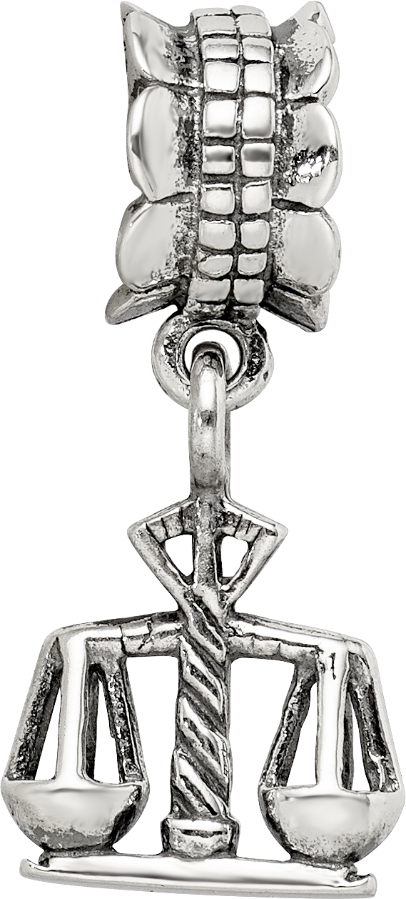 Sterling Silver 925 Justice Dangle Bead with Antiqued Finish