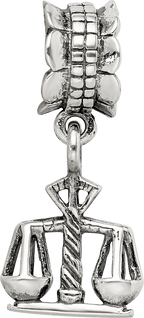 Sterling Silver 925 Justice Dangle Bead with Antiqued Finish
