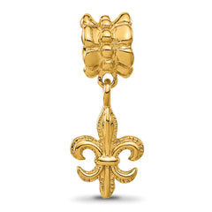 Sterling Silver Reflections Gold-plated Fleur De Lis Dangle Bead
