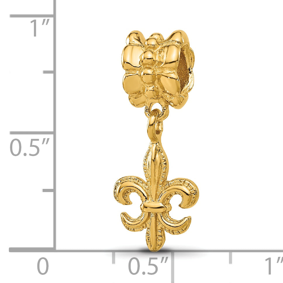 Sterling Silver Reflections Gold-plated Fleur De Lis Dangle Bead