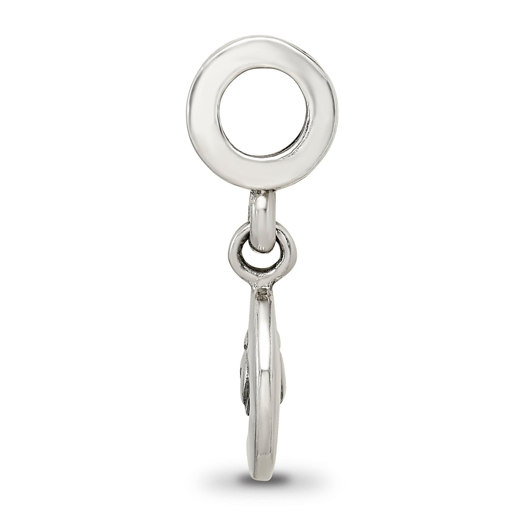 Sterling Silver 925 Crescent Moon Dangle Bead with Polished Finish