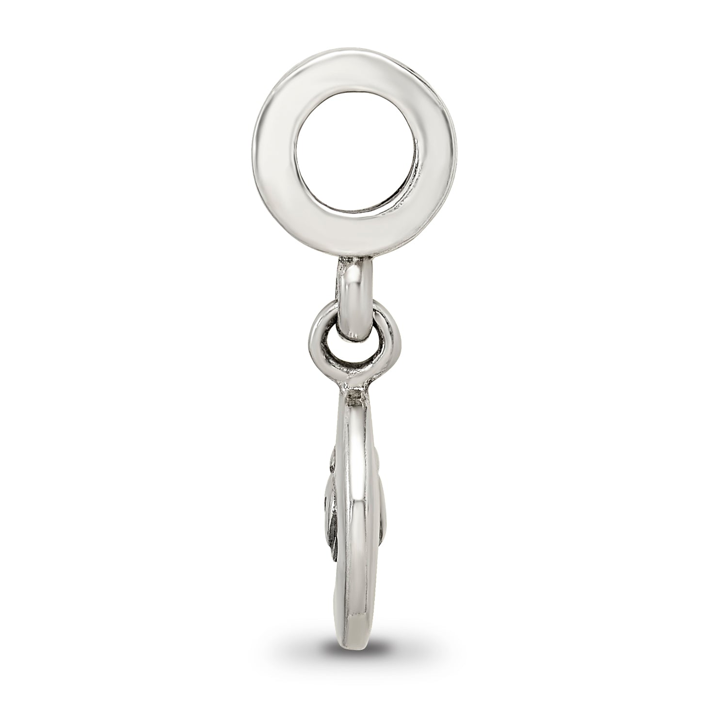 Sterling Silver 925 Crescent Moon Dangle Bead with Polished Finish