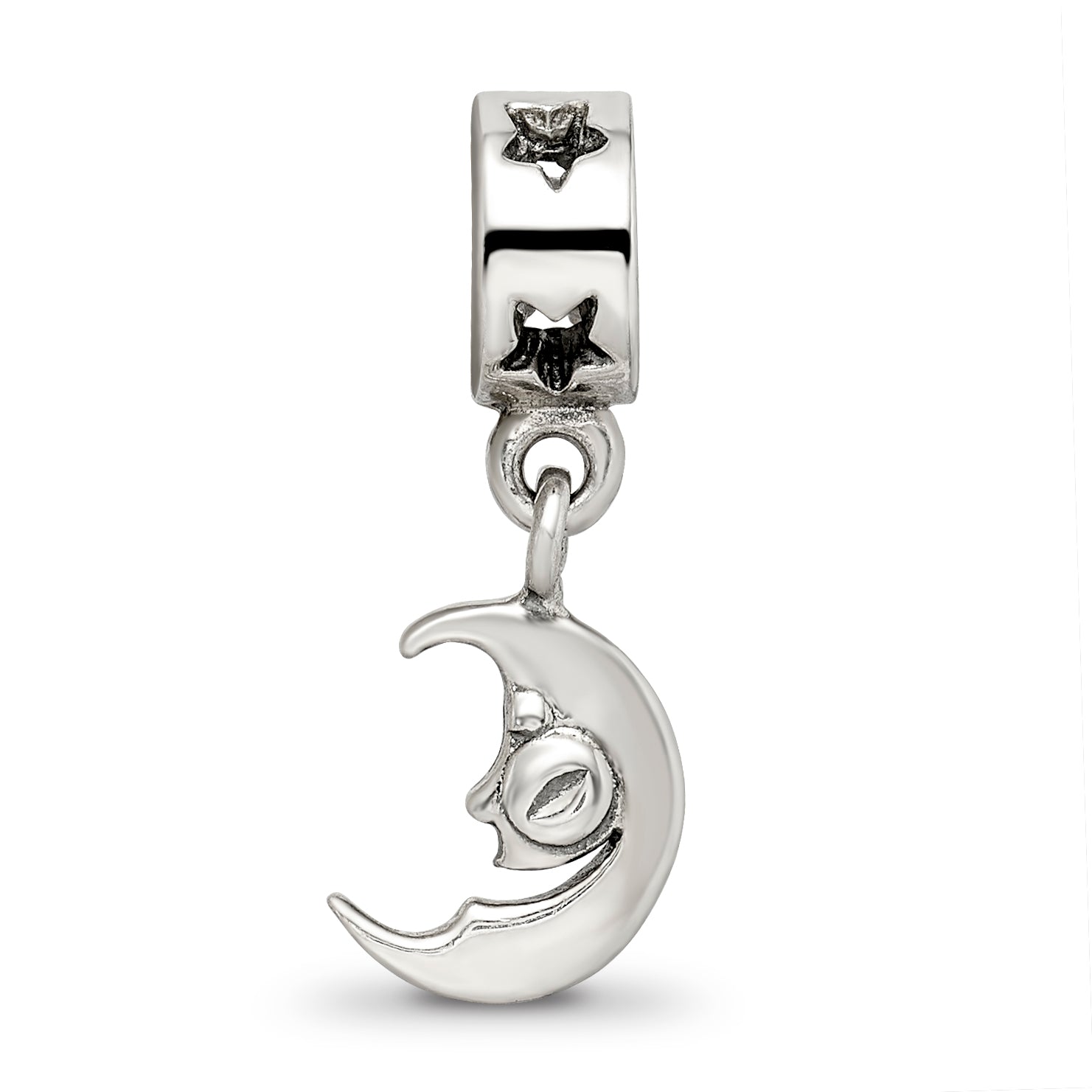 Sterling Silver Reflections Crescent Moon Dangle Bead